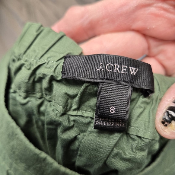 J. Crew Rory Green Cotton Wide Leg Cropped Front Tie Pants - Picture 7 of 7